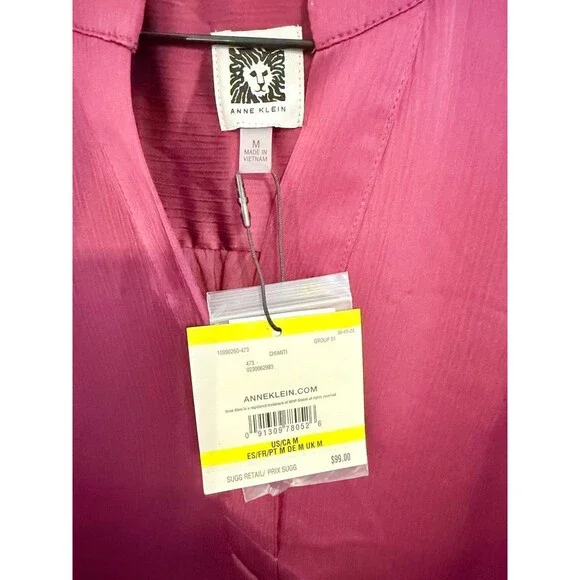 Anne Klein Split‑Neck Textured Woven Tunic Top – Size M – NWT – $99 - Picture 4 of 4